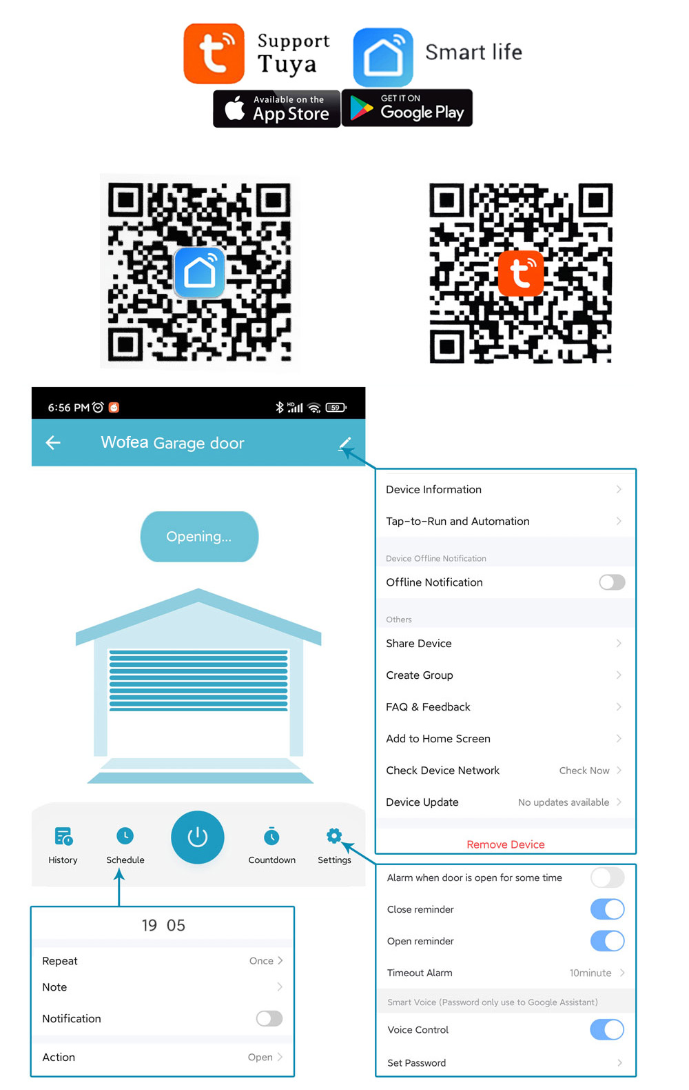 Wofea Tuya Smart WIFI 2.4G Gar - Phone Opening Tool ulasan dan harga
